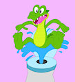 A crocodile flushed out of the toilet