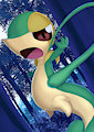 Snivy fighting in the forest.