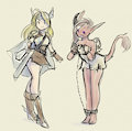 Short skirt Paladin and her unknown race gf. by Saucy