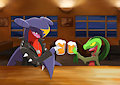 [Commission] Pokefriends at a bar by DancingChar