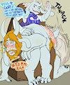 COMMISSION: A Messy Goat Gets Spanked [Toilet+Trauma Art]