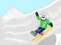 Snowboarding goat