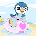 Piplup at the beach