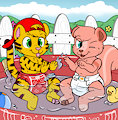 [C] DB and Doux at the baby pool