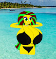 Michelle at the beach in her black bikini