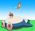 Bouncing on Snorlax's Tummy -By CoffeehoundJoe-