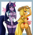 Sexy Twilight and AppleJack by sssonic2