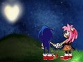 Sonic and Amy Rose, under a moonlit night