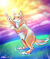 cute shiba inu catching a butterfly (commission)