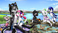 Group picture at the river beach with my friends and my hus by RickSoftpaw