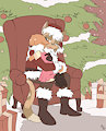 Falling asleep on Santa by Sabbie