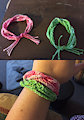 pink and green stack-able bracelets