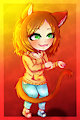 -Playing with her tail-