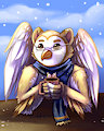 owlbear drinking coffee