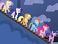 Mane 6 Walking Downstairs by tomfraggle