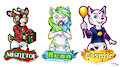 Mistletoe, Cosmic, and Neon Badges