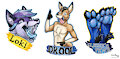 Loki, Drool, and Glacier Badges