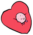 kirby sleeping on heart pillow