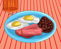 eggs, baked beans and spam!