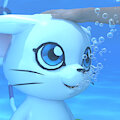 [3D] Gatomon getting a pat on the head underwater