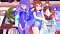 Swimteam With Krystal (male) and Drmedic's Axolotl by Fusionxglave