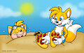 Tails Tickling Ray Buried in the Sand by AngelBlancoArts