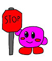 Kirby with a Stop Sign