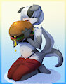 Funny Dog Eat a Borger by Saucy