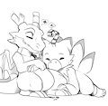 Dracomon and Biyomon are Sleeping