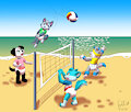 Puppy Beach Volleyball -By CoffeehoundJoe-