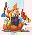 Commission - Braixen spanking by LKIWS