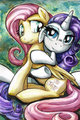 Rarity and Fluttershy hugging by ButtercupSaiyan