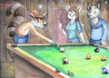 Kendall in the pool hall by Pandapaco!