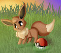 Cute Eevee and Pokeball