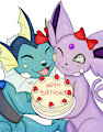 Pokemon with a Birthday Cake