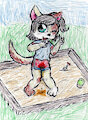 Miyu in the Sandbox -commission- by PrinceKaro