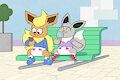 Mall Eevee Sisters -By MrVonFuzzlebutt-