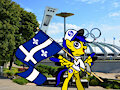 A patriotic pony who is proud to carry his Quebec flag.