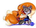 Comm: Chibi Wolf and Kitsune