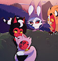 Imp Cats and Hellhound Bunny by SuperHyperSonic2000