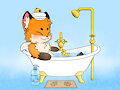 A Bathing Fox/一只正在泡澡的狐狸