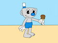 Mugman with Ice Cream at Beach by Matureman3