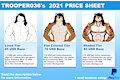 Commission Price Sheet (2021 Edition)