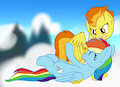 Wing Practice: Rainbow Dash preening Spitfire by DJDavid98