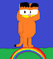 Giant Garfield on a Rainbow