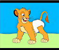Simba in a clean diaper