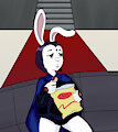 Bunny Raven Eating Chips