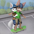 Skateboarding lesson by Bunnypaint