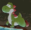 Yoshi by the Pool (color done by anon) by Emenius