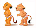 Cubs Simba and Nala in diapers